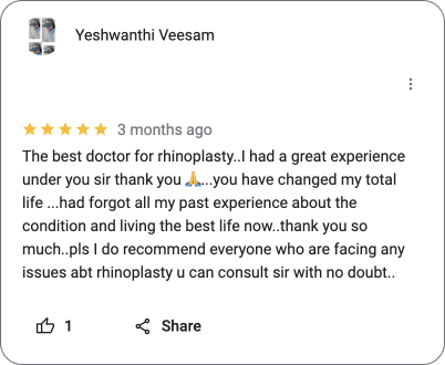 Happy Patient Recommends Dr. Prasad for Rhinoplasty